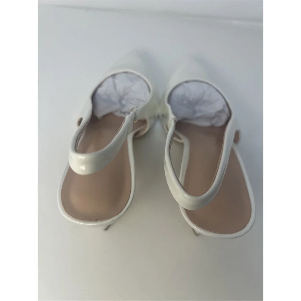 Elisabet Tang Women's Slingback Stiletto Pumps Pointed Closed Toe White Size 10